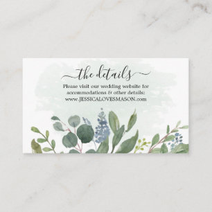 Cartão de Inserção do Site de Casamento em Eucalip