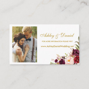 Cartão de Inserção do Site de Foto Floral Burgundy