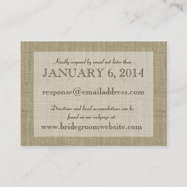 Cartão de inserção do tipo Burlap Look (Frente)