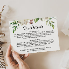 Cartão de Inserção dos Detalhes do Casamento Branc