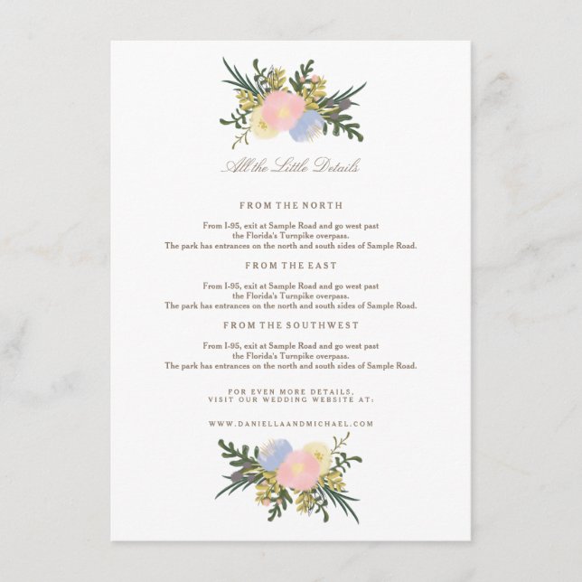 Cartão de Inserção Floral de Casamento de Silhouet (Frente)