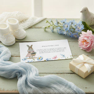 Cartão de Inserção Floral Elegante Coelhinho Fofo