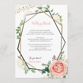 Cartão de Inserção Geométrica Moderna de Casamento