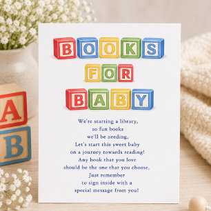 Cartão de Inserção para Chá de Bebê - Livros para