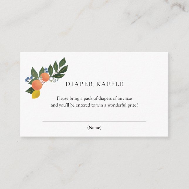 Cartão de inserção Raffle Fralda Citrus (Frente)