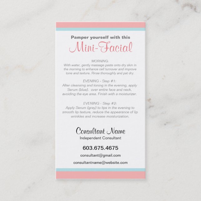 Cartão de instrução Mini-Facial (Frente)