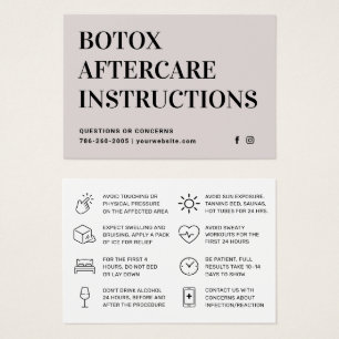 Cartão de Instrução Pós-Cuidados com Encher Botox