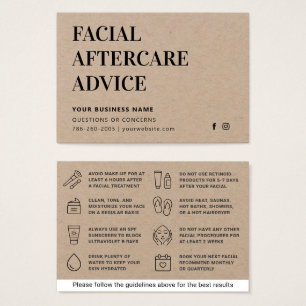 Cartão de Instruções de Cuidados Secretos Faciais 