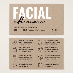 Cartão de Instruções de Cuidados Secretos Faciais