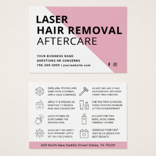 Cartão de instruções para remoção de cabelo laser 