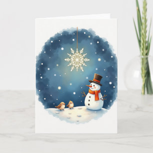 Cartão de Inverno do Boneco de Neve Caprichoso