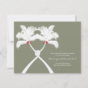 Cartão de Invólucro de Casamento Vermelho com Palm