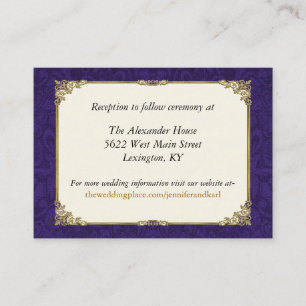 Cartão de Invólucro Dourado de Casamento Roxo e Vi