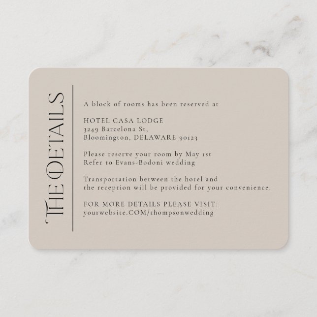 Cartão de Invólucro para Detalhes do Casamento Mod (Frente)