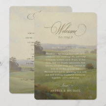 Cartão de Itinerário de Casamento com Paisagem Eur