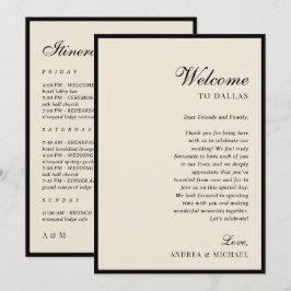 Cartão de Itinerário de Casamento Ivory & Black Ol
