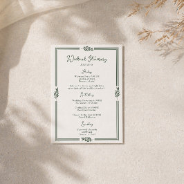 Cartão de Itinerário de Casamento no Jardim do Ram