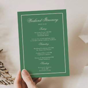 Cartão de Itinerário de Casamento Préppy Verde do