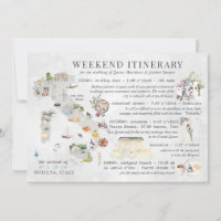 Cartão de Itinerário de Fim de Semana de Casamento