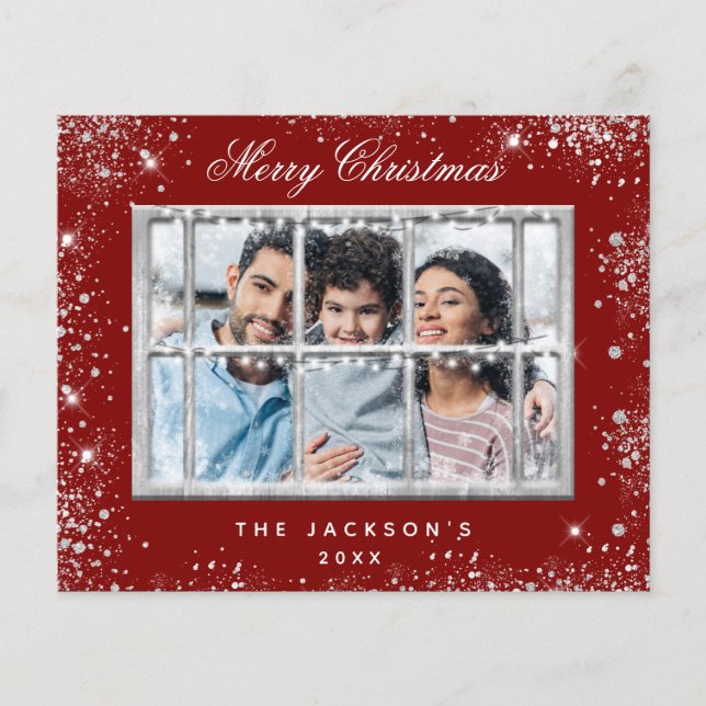 Cartão de janela de foto vermelho de Natal (Frente)