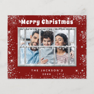 Cartão de janela de fotos prateado vermelho de Nat