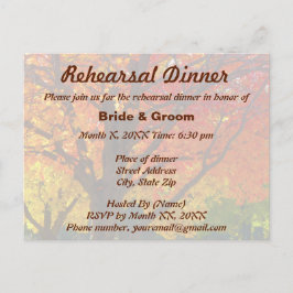 Cartão de Jantar de Ensaios de Casamento de Folhas