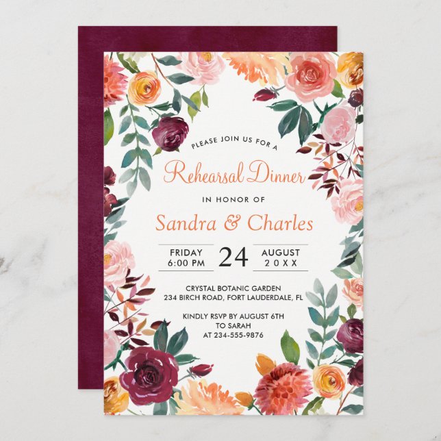 Cartão de Janto de ensaio botânico cor-de-rosa Mar (Frente/Verso)