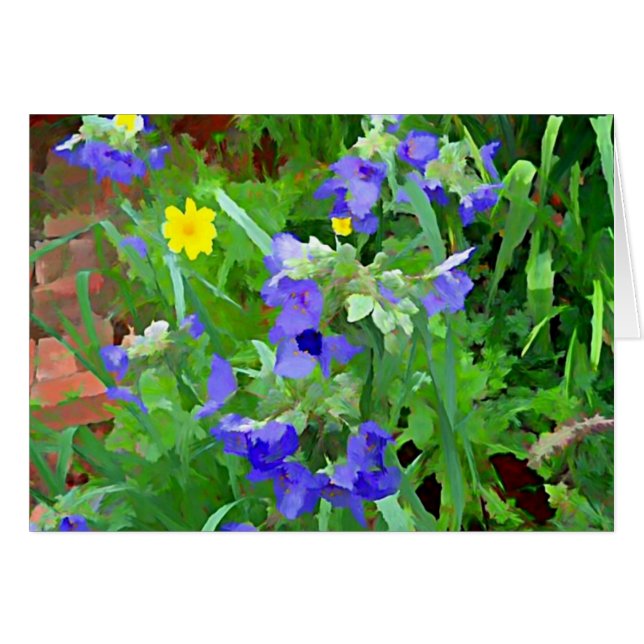 Cartão de Jardim de Flores com Aquarela Roxa (Frente horizontal)