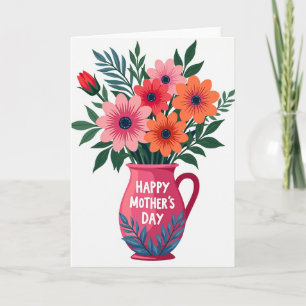 Cartão de Jarra Floral Alegre
