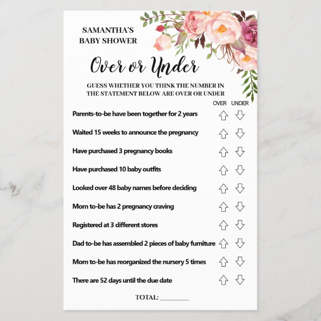 Cartão de jogo bilíngue cor-de-rosa sobre ou sob c (Frente)