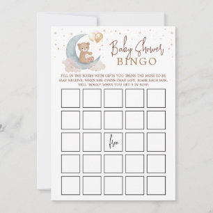 Cartão de Jogo Bingo Chá de fraldas sobre a Lua