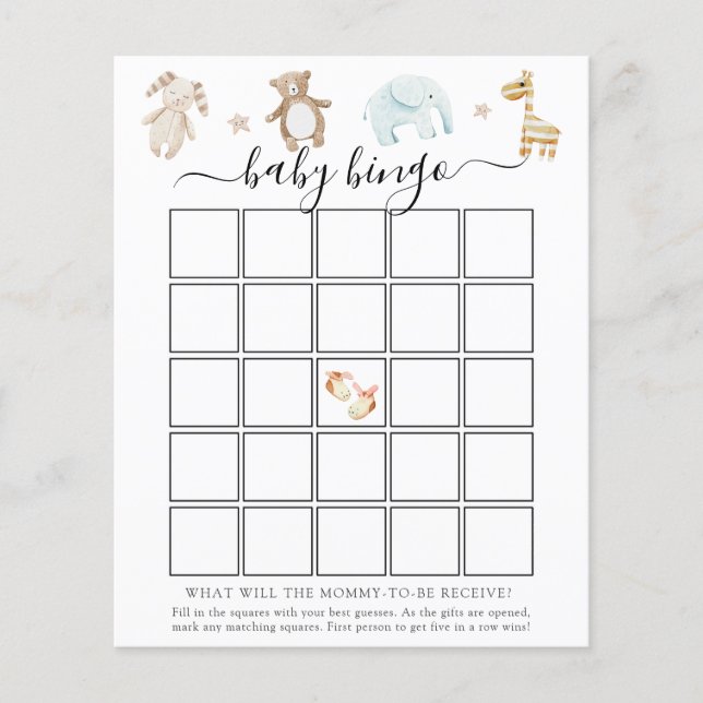 Cartão de Jogo Bingo De Brinquedos De Bebê De Vint (Frente)