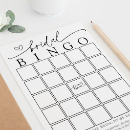 Cartão de jogo Bingo de Chá de panela minimalista