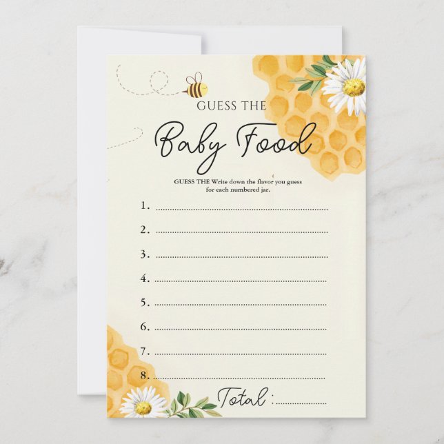 Cartão de Jogo de Adivinhação de Comida de Bebê Ab (Frente)