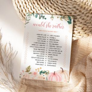 Cartão de Jogo de Baby Shower de Outono 'Would She
