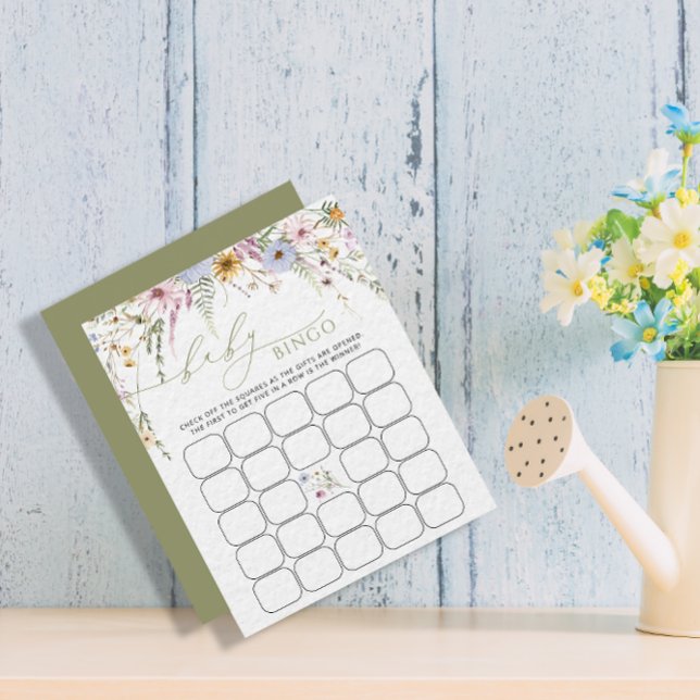 Cartão de Jogo de Bebê Bingo de Flores Selvagens (Criador carregado)