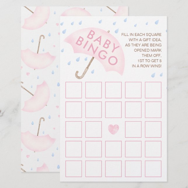 Cartão De Jogo De Bebê Com Aquarela Rosa (Frente/Verso)