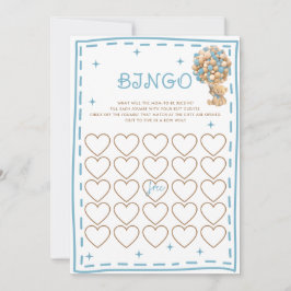 Cartão de Jogo de Bingo Azul Balões de Urso Modern