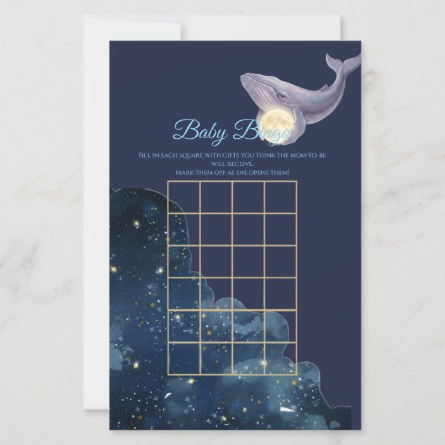 Cartão de Jogo de Bingo Bebê Lua Celestial | Balei (Frente)