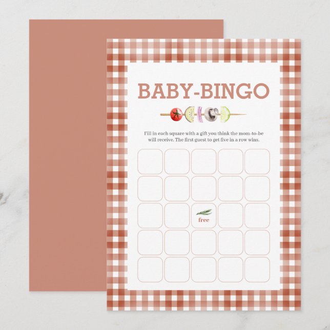 Cartão de Jogo de Bingo de Bebê Aquarela Bebê- (Frente/Verso)