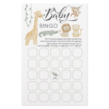 Cartão de Jogo de Bingo de Bebê Chamada de Safari
