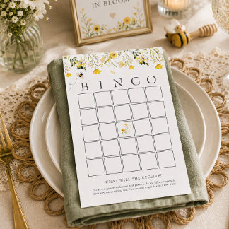 Cartão de Jogo de Bingo de Bebê Flor Silvestre Ama
