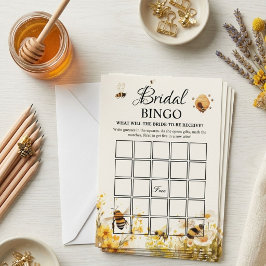 Cartão de Jogo de Bingo de Chá de Noiva Abelha Mel