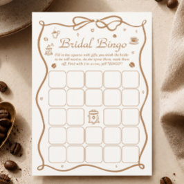 Cartão de Jogo de Bingo de Chá de Noiva de Café