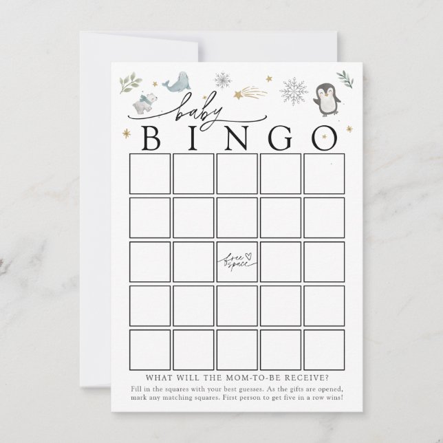 Cartão de Jogo de Bingo de Chuvada de Bebê Animais (Frente)