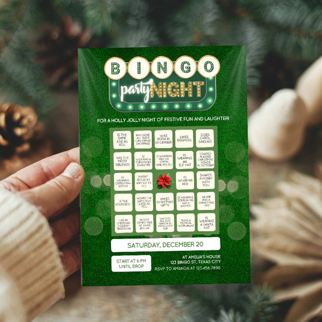 Cartão de Jogo de Bingo de Férias de Natal (Christmas Bingo Game Card Front)
