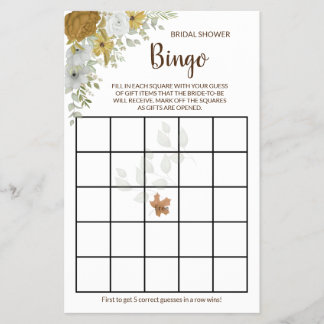 Cartão de Jogo de Bingo de Noivado Floral Outono B