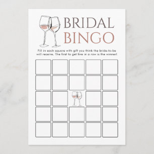 cartão de jogo de bingo de vinho para chá de noiva