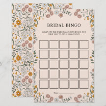 Cartão de Jogo de Bingo Floral Botânico de Noiva B