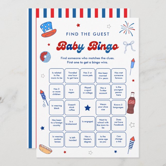Cartão de Jogo de Bingo para Chá de Bebê de 4 de J (Frente/Verso)